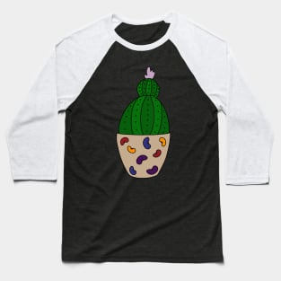 Cute Cactus Design #141: House Cactus In Cool Beans Pot Baseball T-Shirt